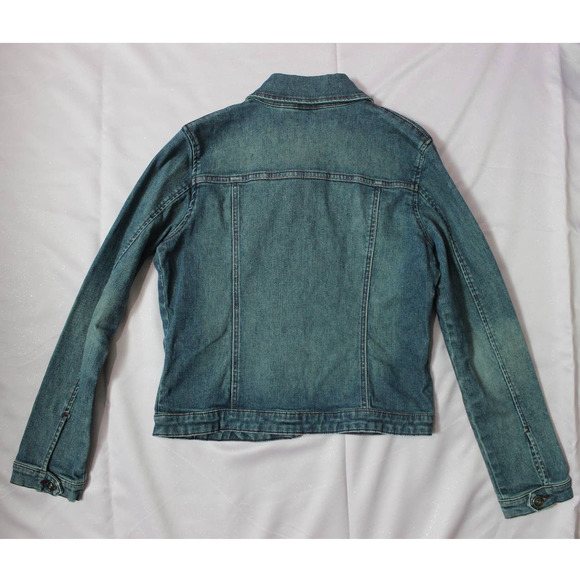 JLO Y2K Denim Jean Jacket w/ Pink Contrast Stitching Large - Picture 7 of 12